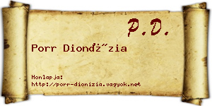 Porr Dionízia névjegykártya